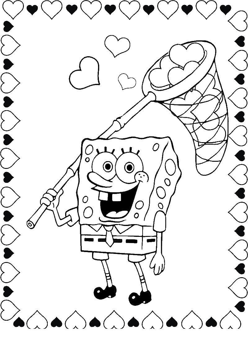 Coloring Spongebob catches the hearts. Category Spongebob. Tags:  the spongebob, Patrick.