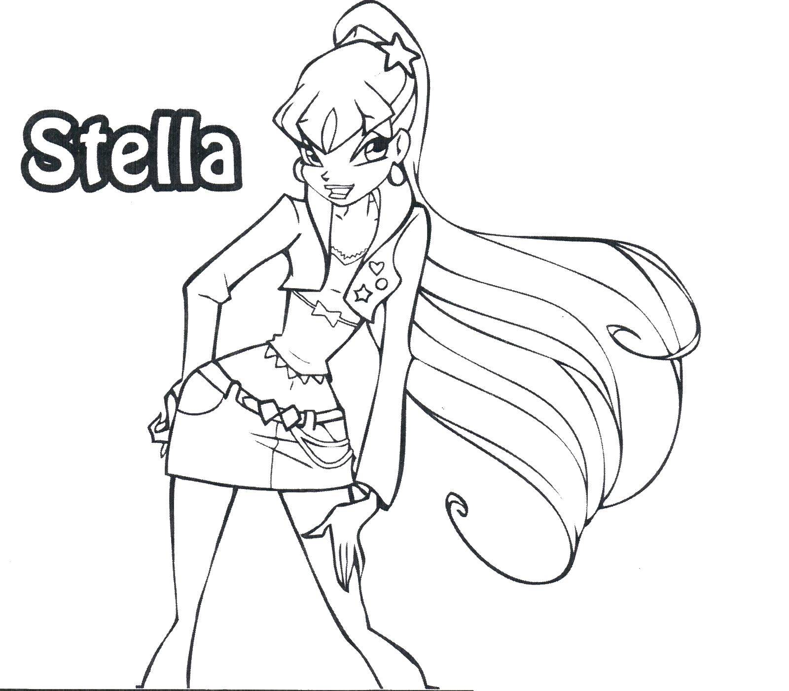 Название: Раскраска Стелла из мультфильма winx можно одета. Категория: Винкс. Теги: Персонаж из мультфильма, Winx.