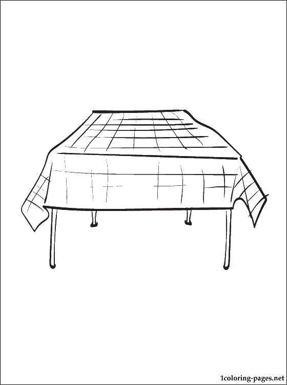 Название: Раскраска Стол со скатертью. Категория: Стол. Теги: стол, скатерть, мебель.