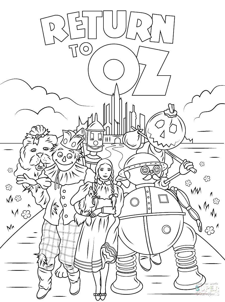 Coloring Oz. Category The city. Tags:  the land of oz, Dorothy, Scarecrow, tin man.