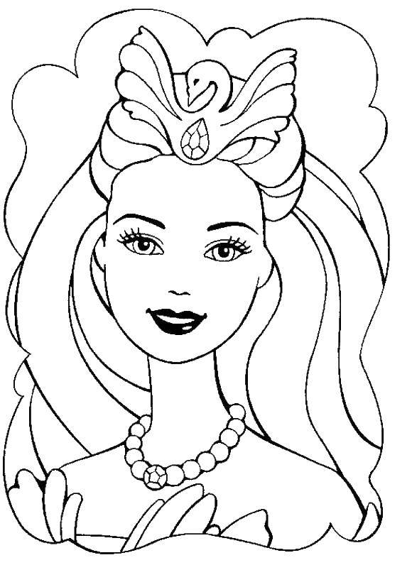 Название: Раскраска Тиара с лебедем. Категория: Барби. Теги: Барби, принцесса, принц.