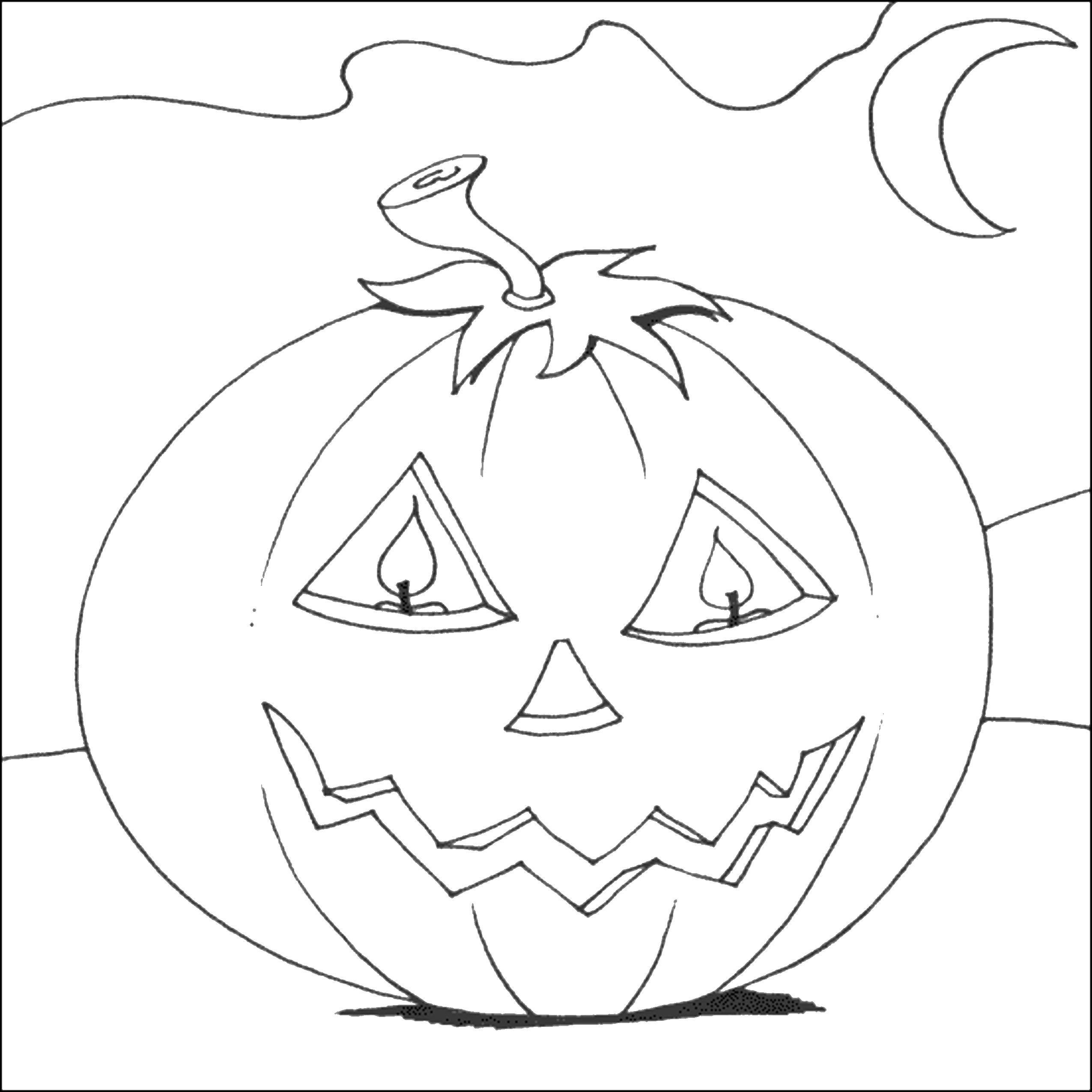 Coloring Pumpkin with candles. Category pumpkin Halloween. Tags:  pumpkin, Halloween, holiday.
