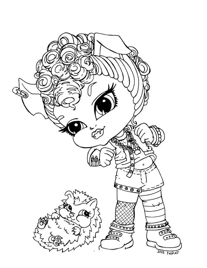 Coloring Student Monsta high with the hedgehog. Category Monster high. Tags:  Monster High.