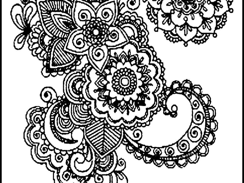 Coloring Patterns with flowers and leaves. Category coloring antistress. Tags:  the antistress, patterns, flowers.