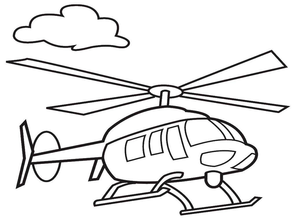 Coloring Helicopter and cloud. Category the planes. Tags:  airplane, helicopter, sky.