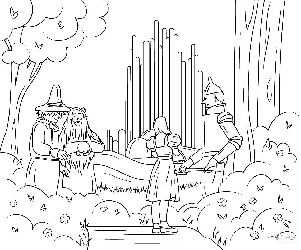 Coloring The wizard of oz. Category The city. Tags:  Dorothy, Scarecrow, tin man, lion.