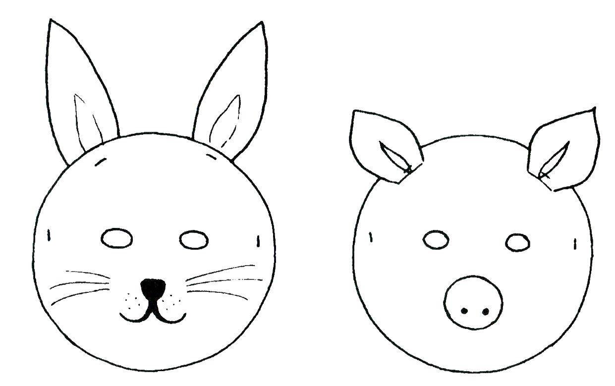 Coloring Bunny and pig. Category little ones. Tags:  Animals, Bunny, pig.