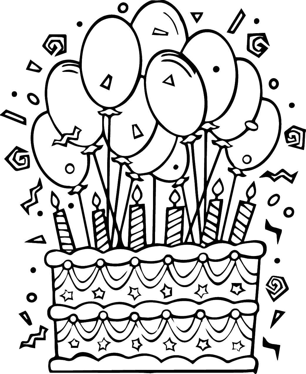Раскраски рождения, Раскраска Торт на день рождения торты.