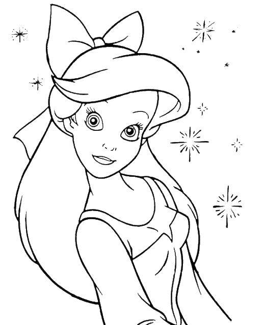 Coloring Ariel in a beautiful bow. Category The little mermaid. Tags:  Disney, the little mermaid, Ariel.