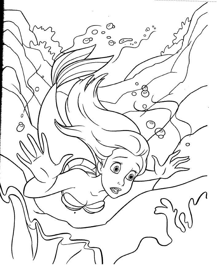 Coloring Ariel in water depths. Category The little mermaid. Tags:  Disney, the little mermaid, Ariel.