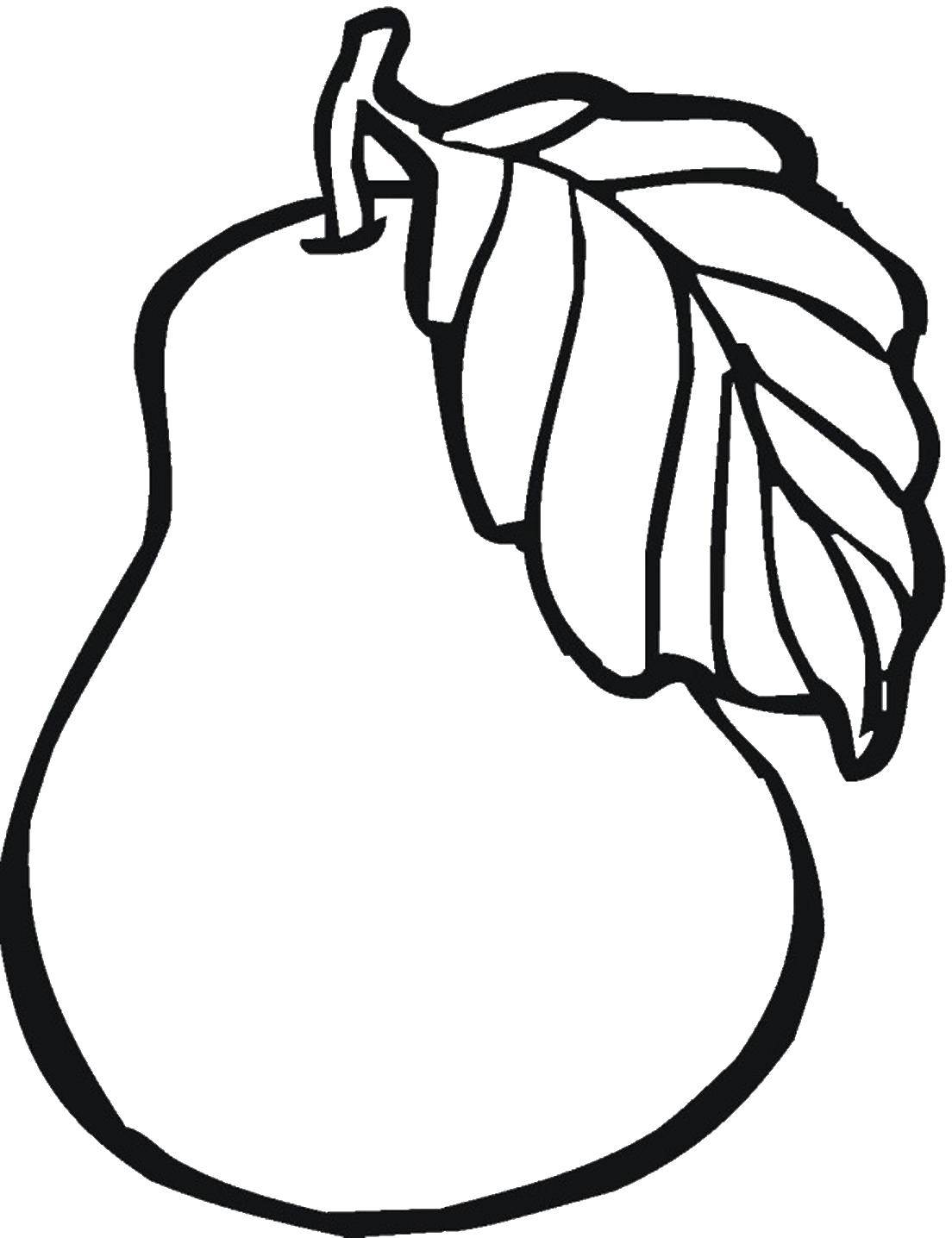 Coloring A large leaf on the pear. Category Coloring pages for kids. Tags:  fruit, pear.