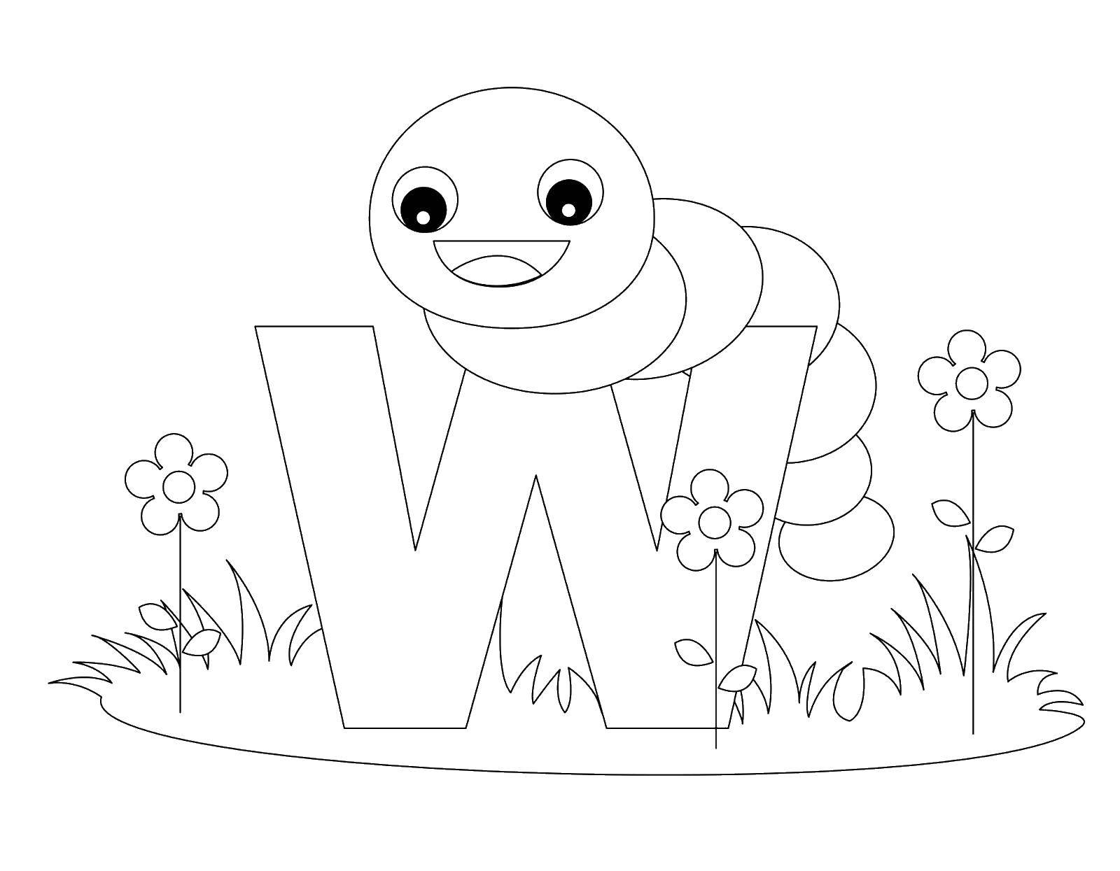 Coloring The worm h. Category English alphabet. Tags:  The alphabet, letters, words.