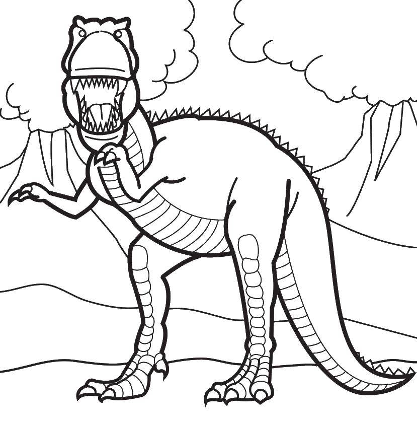 Название: Раскраска Динозавр очень зол. Категория: парк юрского периода. Теги: Динозавры.
