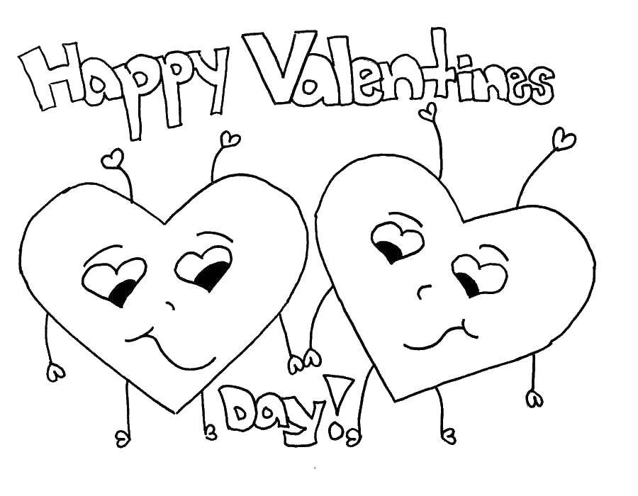 Coloring Два сердца поздравляют с днём святого валентина. Category день святого валентина. Tags:  День Святого Валентина, любовь, сердце.