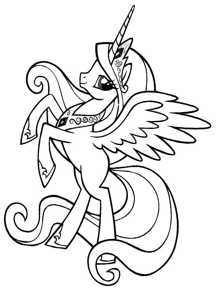 Раскраски единорог, Раскраска Единорог с крыльями Пони.