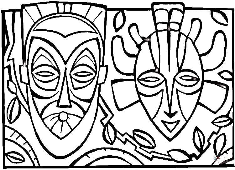 Coloring Ethnic faces. Category Masks . Tags:  Masquerade, mask.