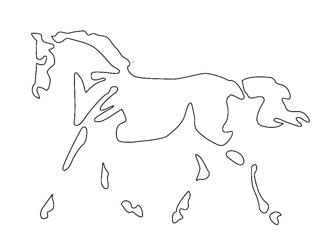 Название: Раскраска Контуры лошади. Категория: контуры лошади. Теги: контуры лошади, лошади, животные.