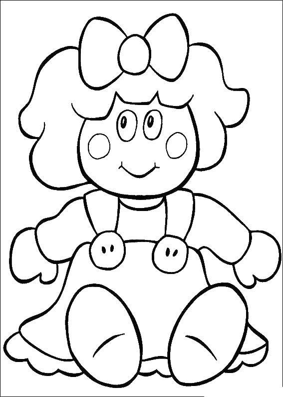 Coloring Doll with bow. Category The contour of the doll . Tags:  doll, clothes.