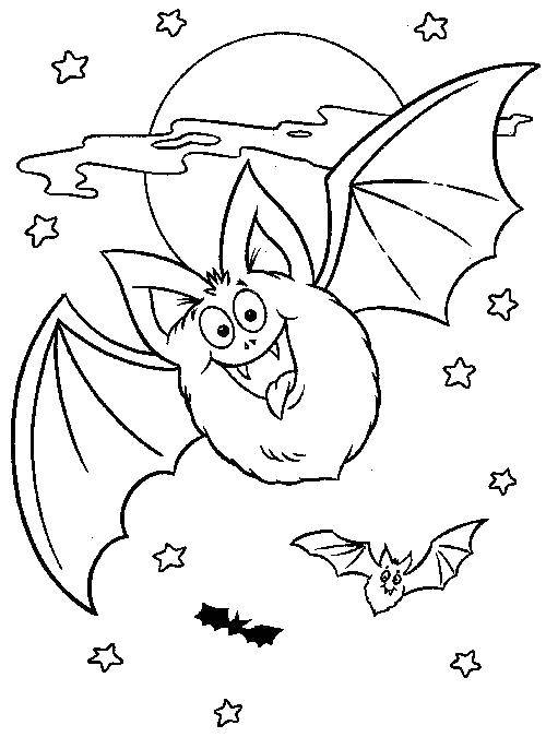 Название: Раскраска Летучая мышка летит у луны. Категория: Хэллоуин. Теги: Хэллоуин, летучая мышь.