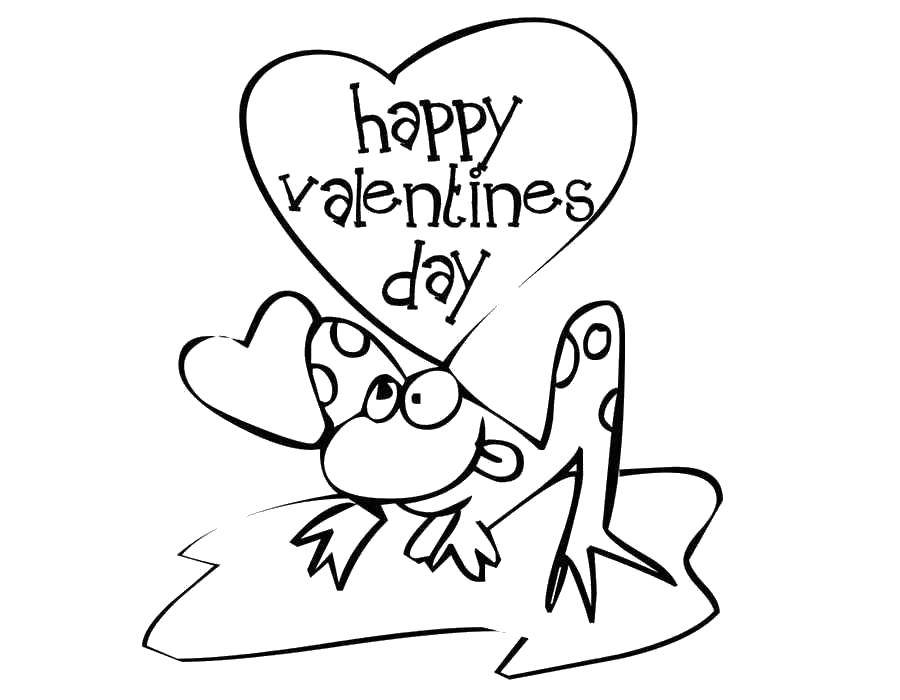 Coloring Лягушонок поздравляет с днём святого валентина. Category день святого валентина. Tags:  День Святого Валентина, любовь, сердце.