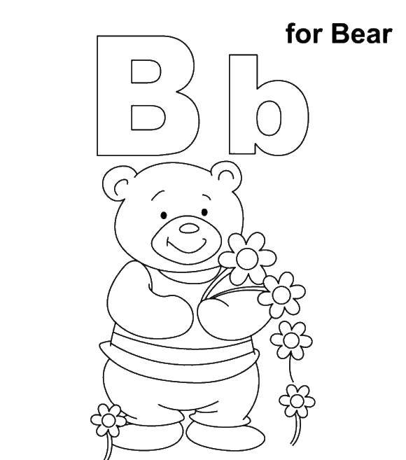 Coloring Bear m. Category English alphabet. Tags:  The alphabet, letters, words.