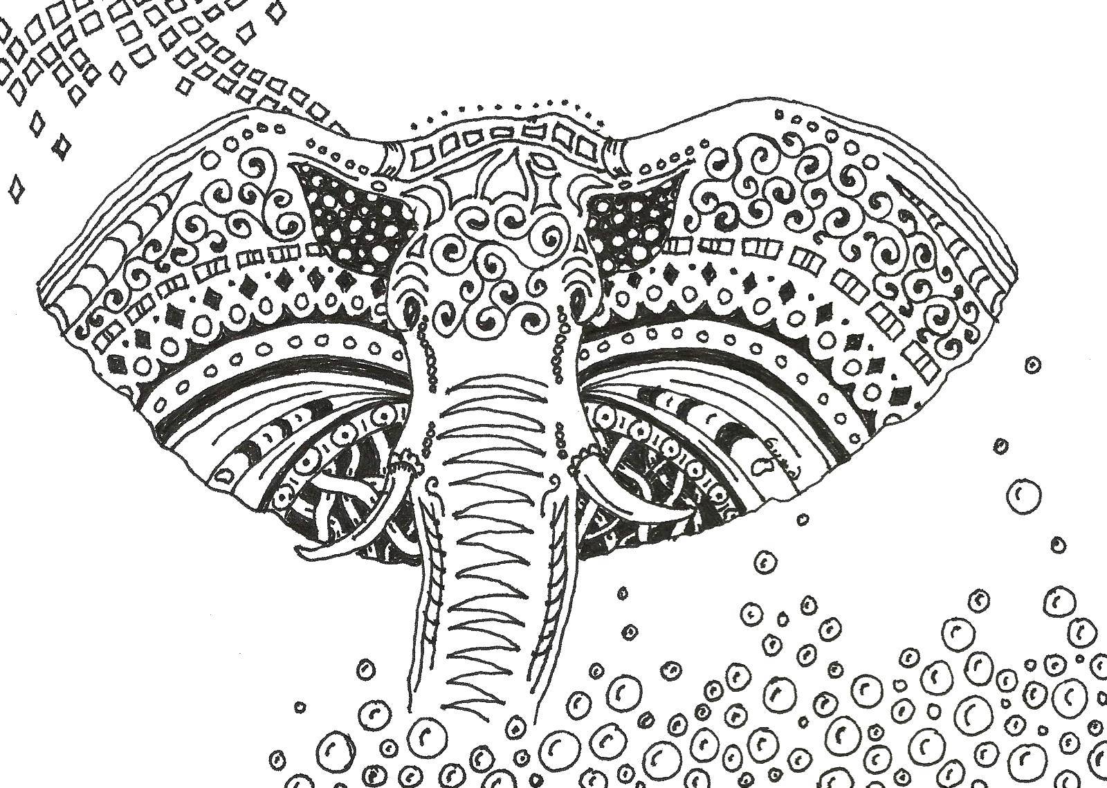 Название: Раскраска Морда слона в узорах. Категория: Антистресс. Теги: Антистресс.