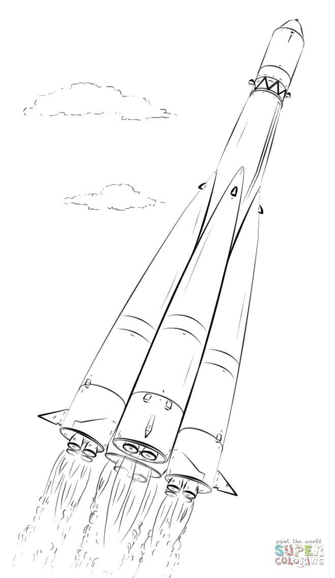 Coloring A huge rocket. Category rockets. Tags:  Space, rocket, stars.