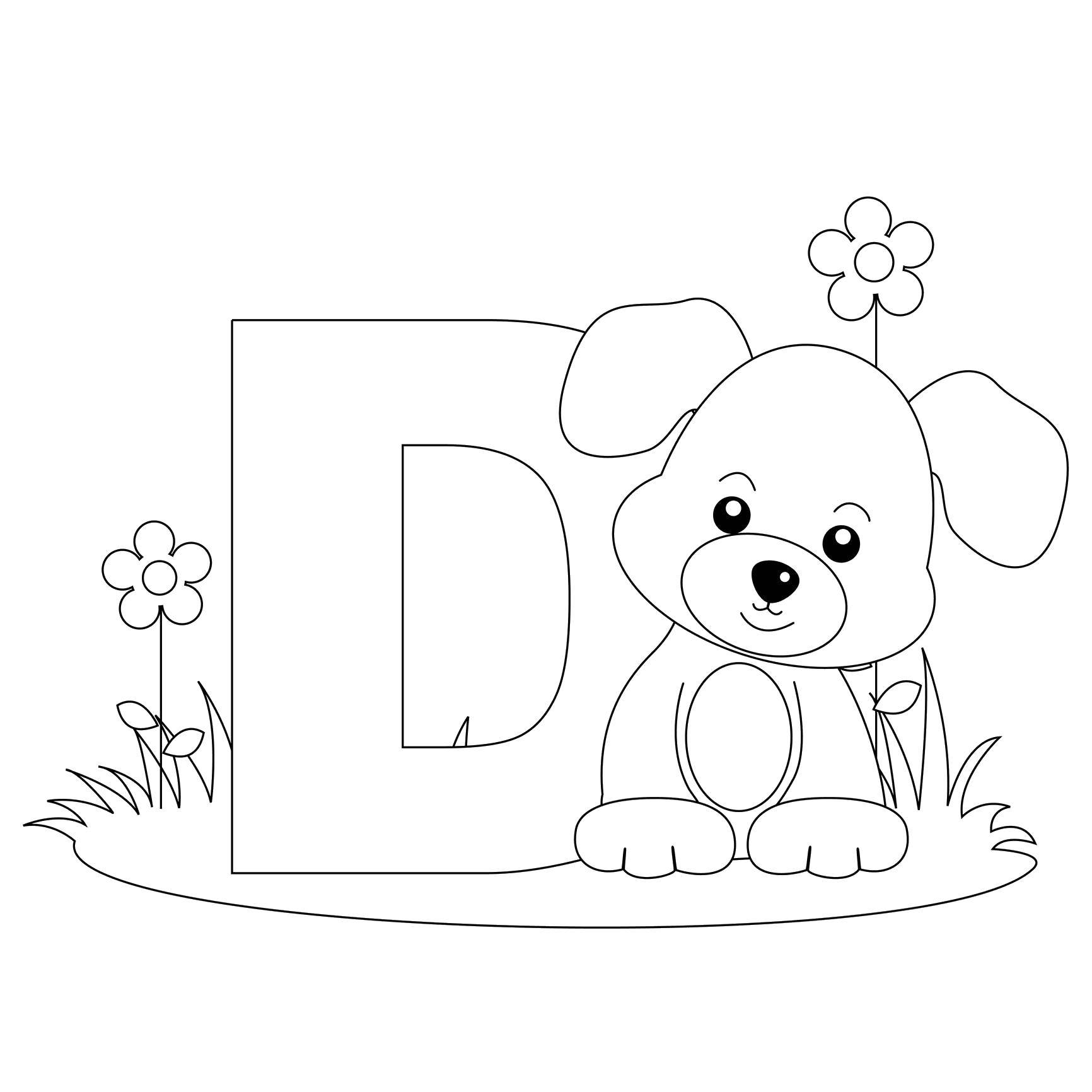 Coloring The dog is with. Category English alphabet. Tags:  The alphabet, letters, words.