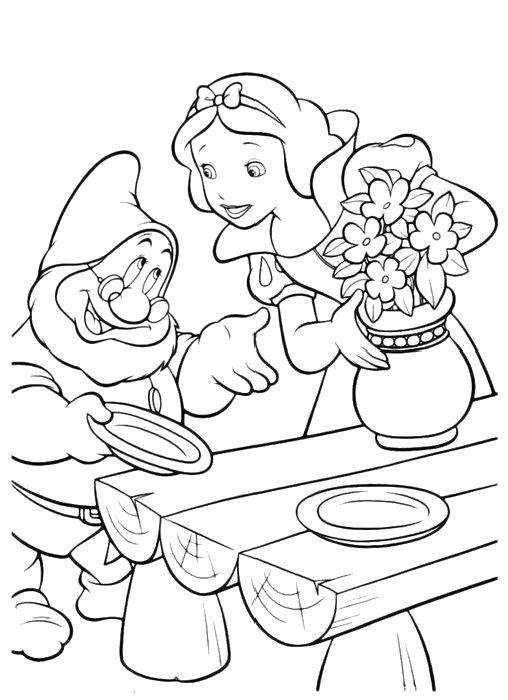 Coloring Flowers for snow white. Category snow white. Tags:  Disney, Snow white, 7 dwarfs.