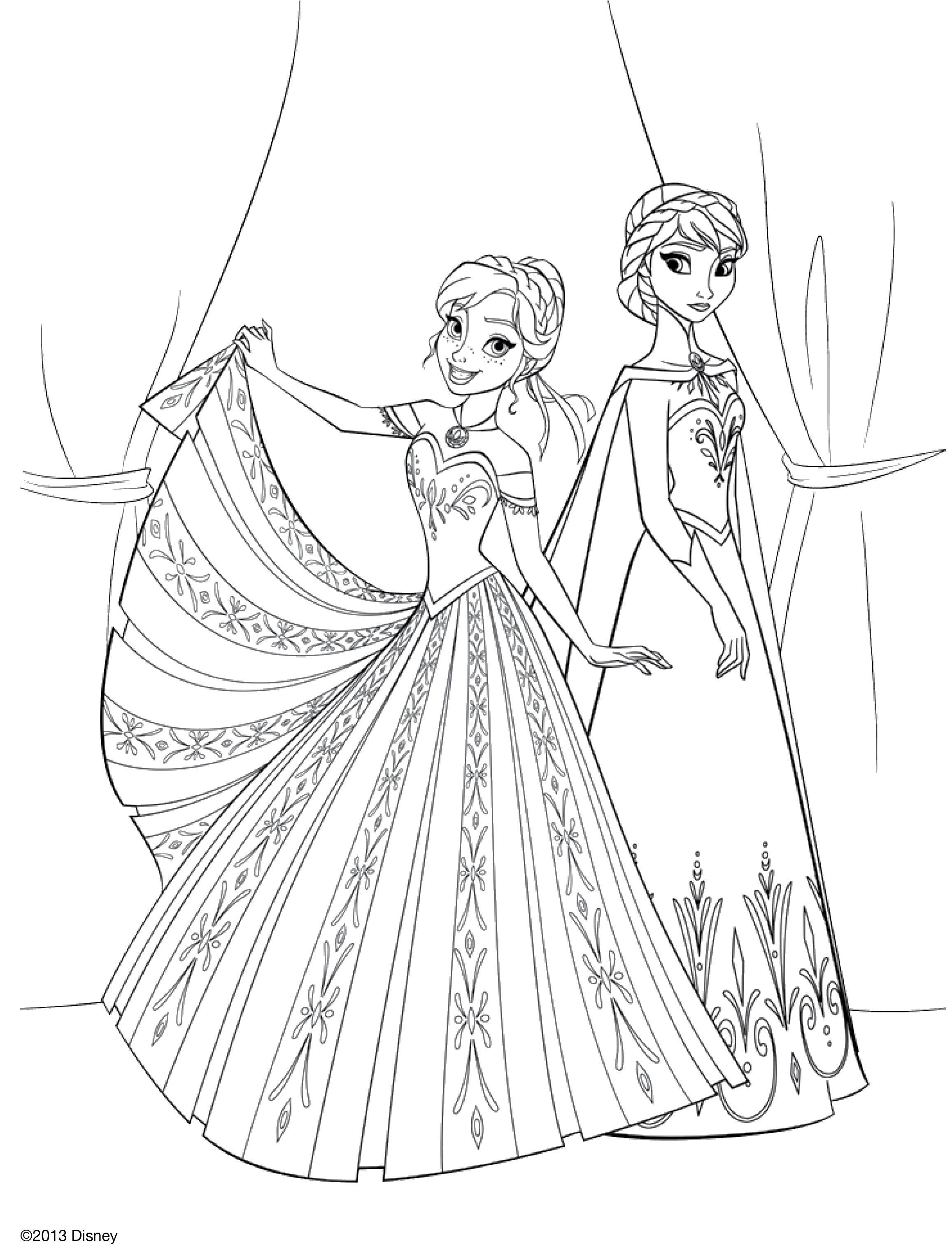 Coloring Fun Anna and Elsa. Category coloring cold heart. Tags:  Disney, Elsa, frozen, Princess.