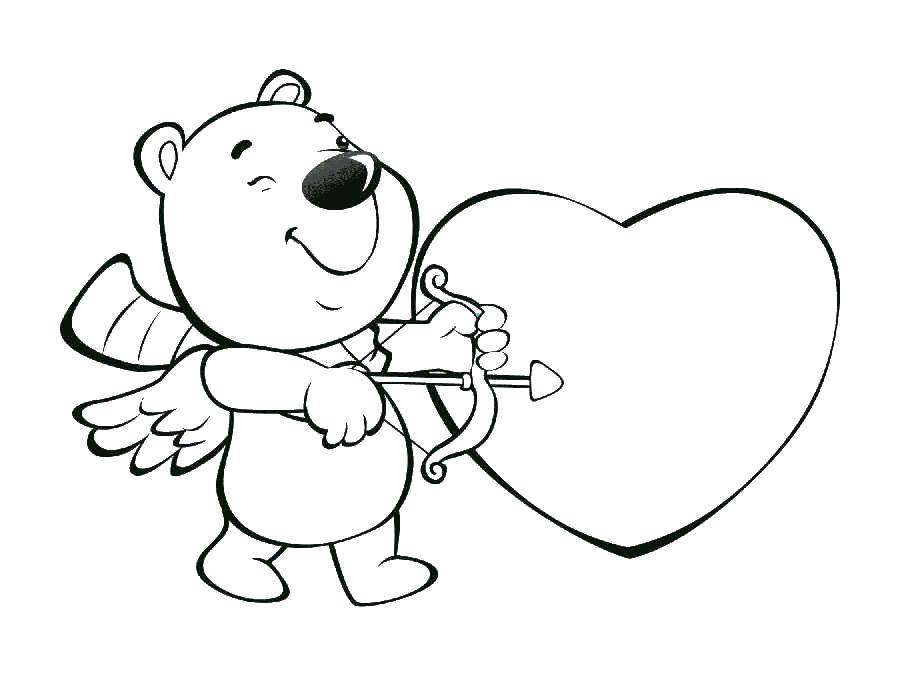 Coloring Winnie the Pooh Cupid. Category Valentines day. Tags:  Valentines day, love, Cupid.