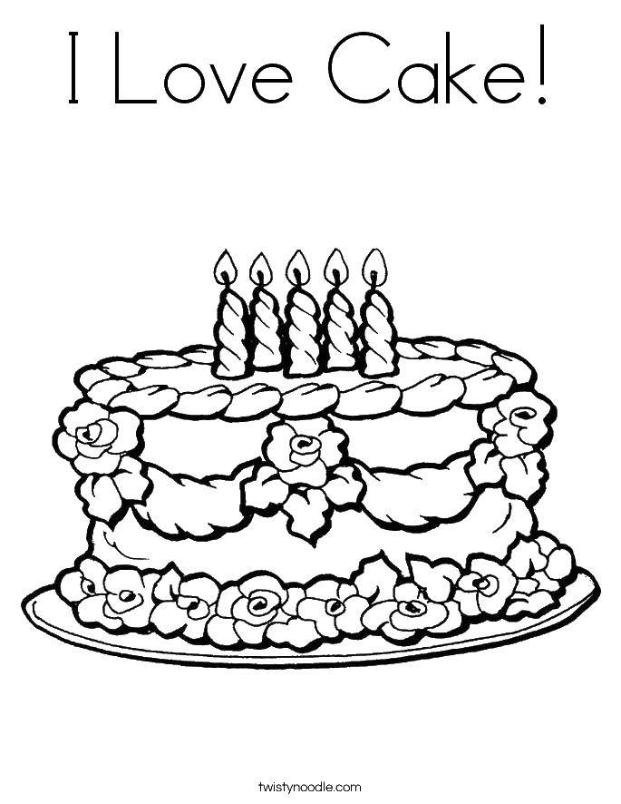 Название: Раскраска Я люблю торты. Категория: торты. Теги: торты, сладости.