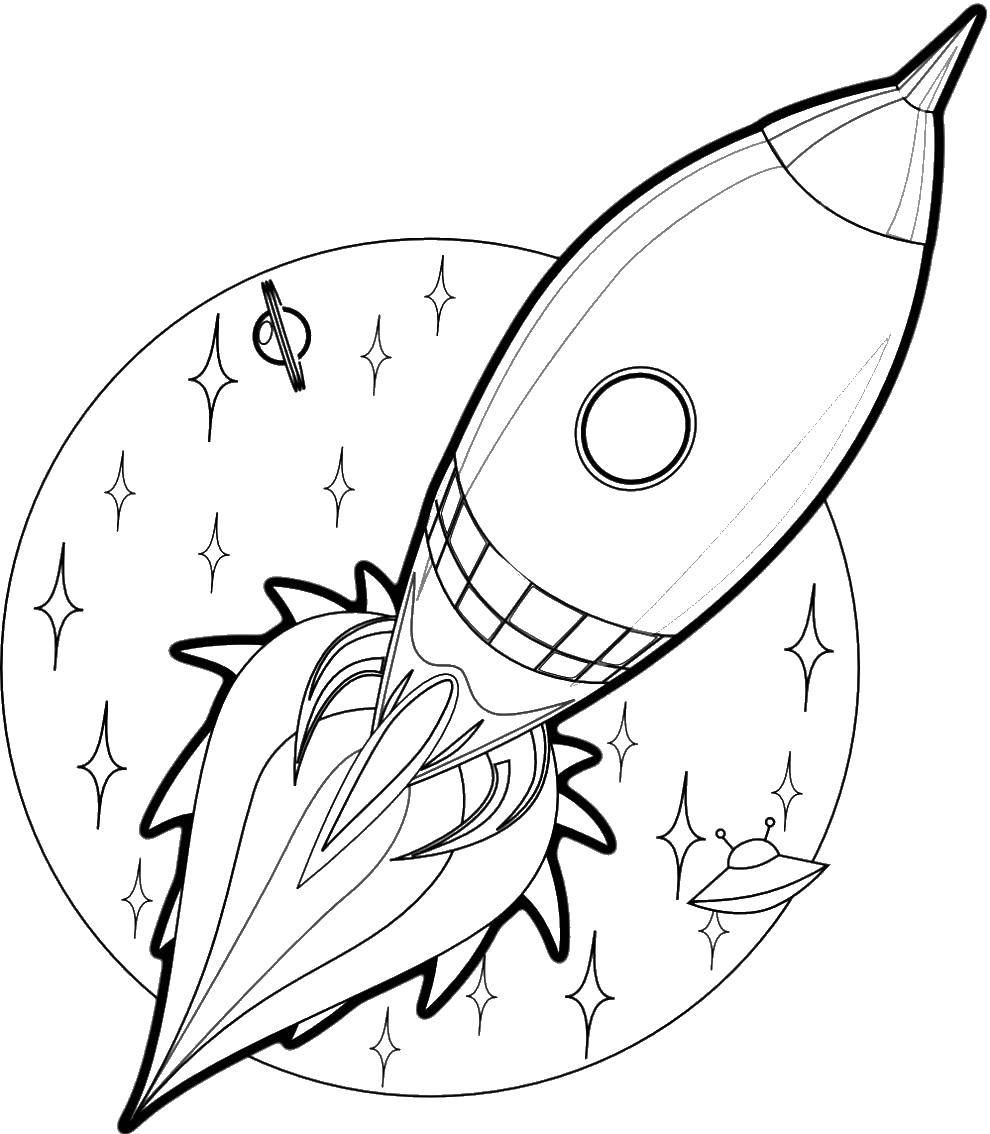 Coloring The stars and rocket. Category rockets. Tags:  Space, rocket, stars.