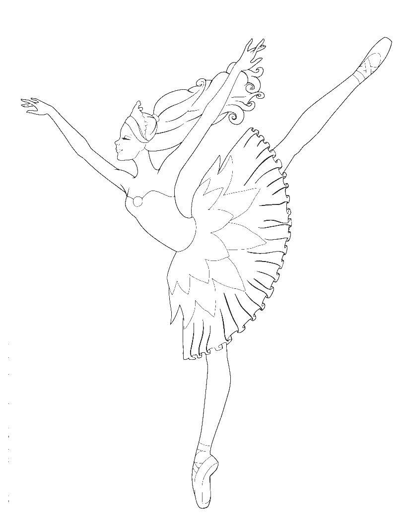 Раскраска Барби балерина распечатать, скачать, раскрасить онлайн