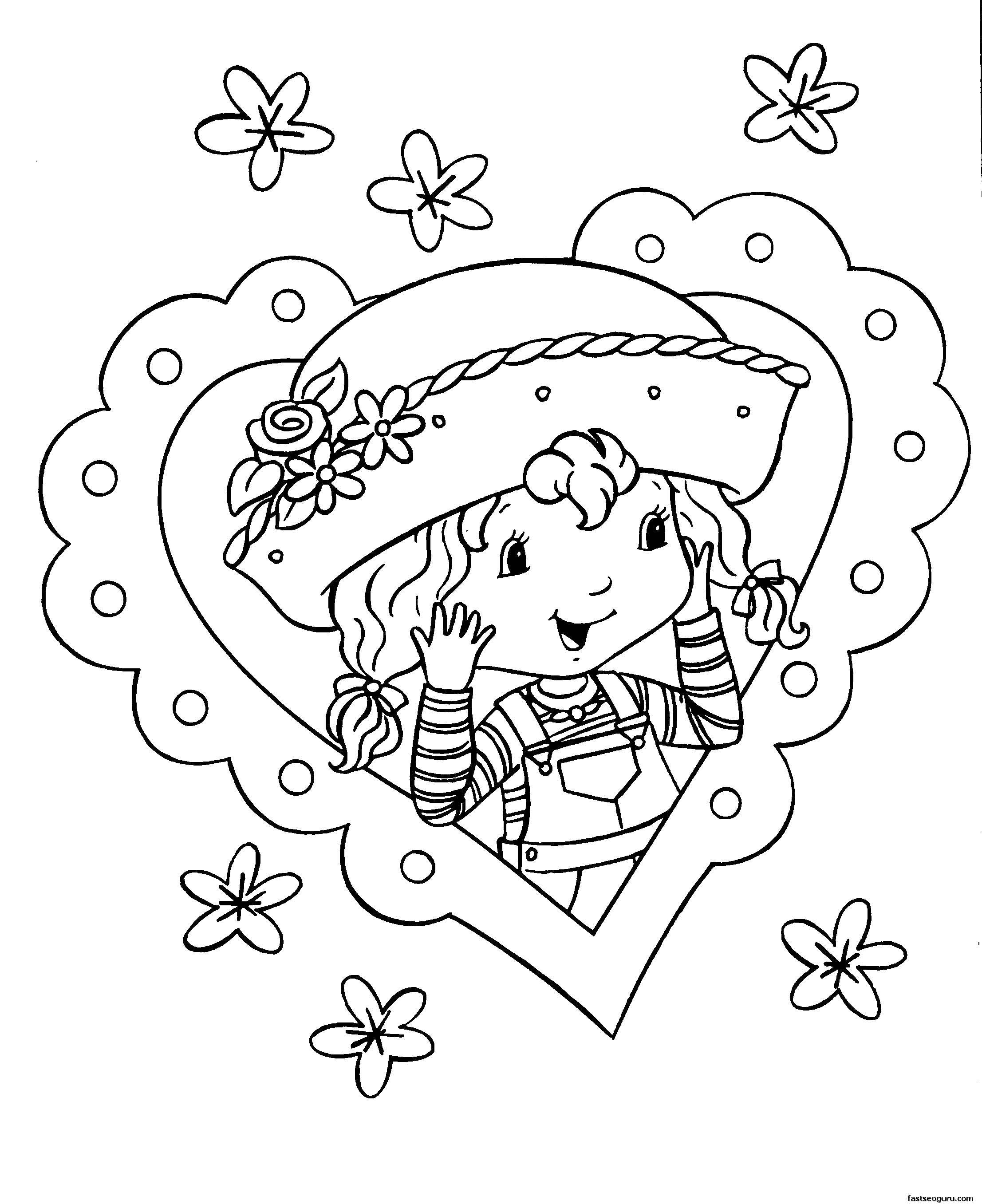 Coloring The girl in the heart. Category children. Tags:  Children, girl, flowers, heart.