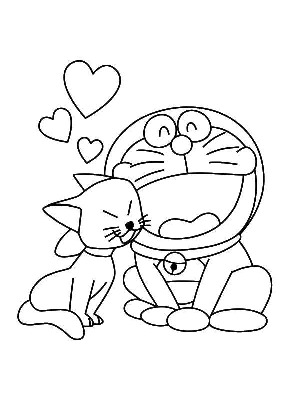Coloring Cats hugging. Category cartoons. Tags:  cat. stories, letters To.