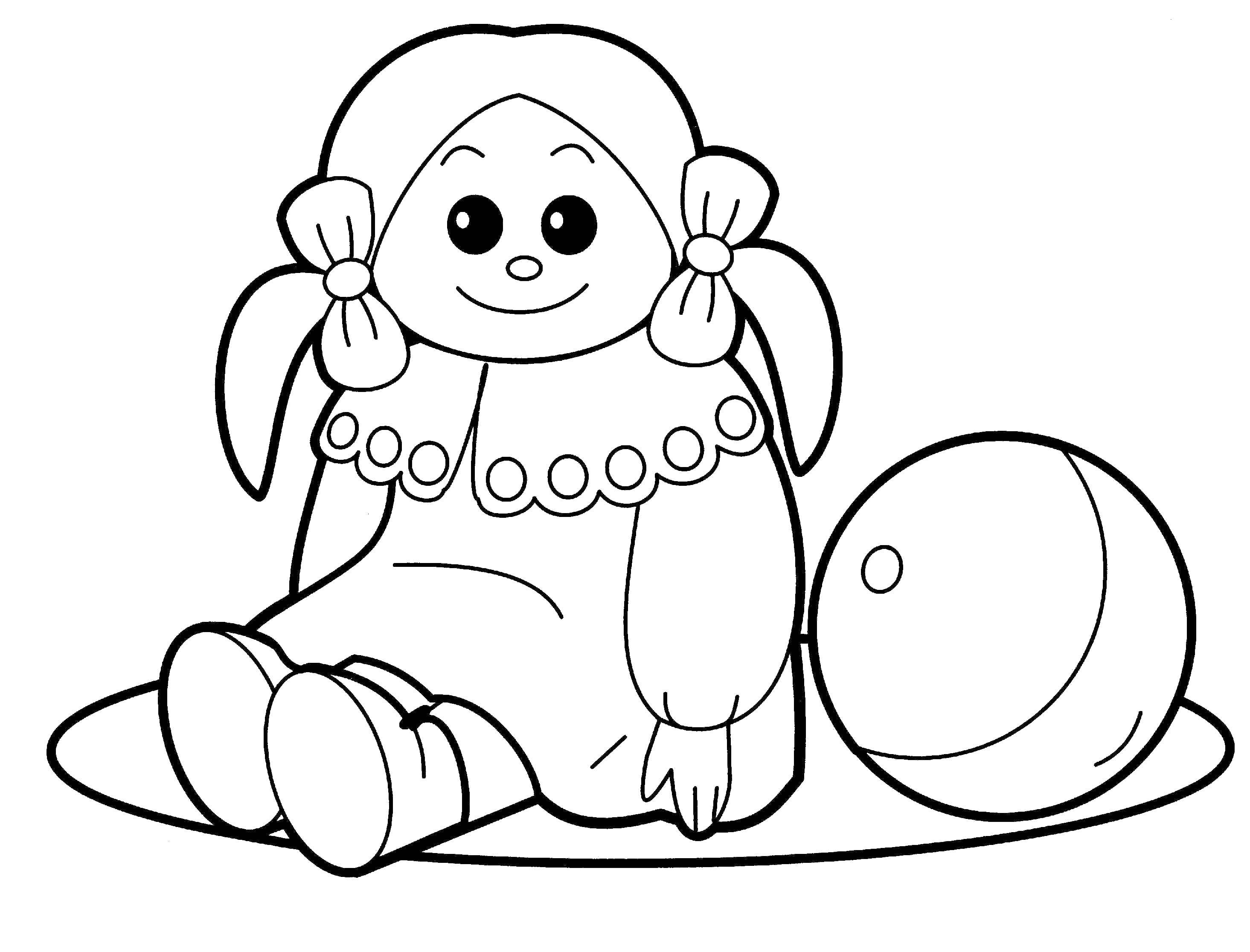 Coloring Doll and ball. Category Dolls. Tags:  doll, ball, toy.