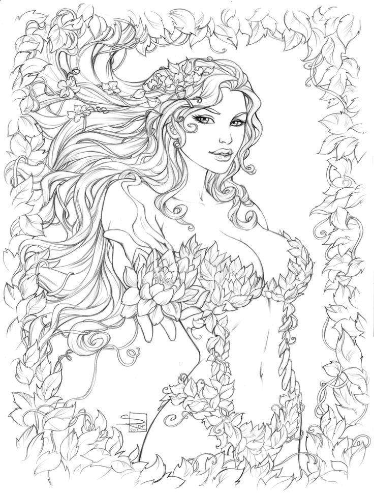 Coloring Forest fairy in the leaves. Category fairies. Tags:  Fairy, forest, fairy tale.