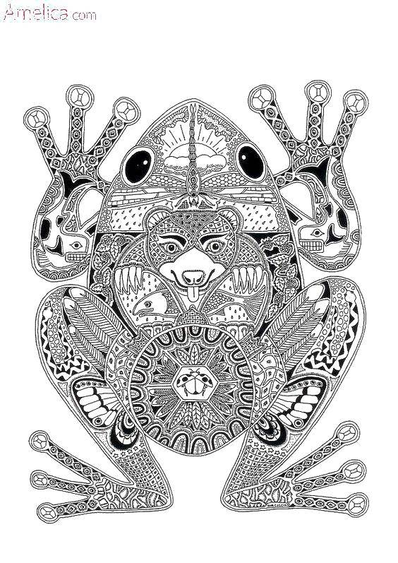 Coloring Frog of ethnic patterns. Category coloring antistress. Tags:  Patterns, ethnic.