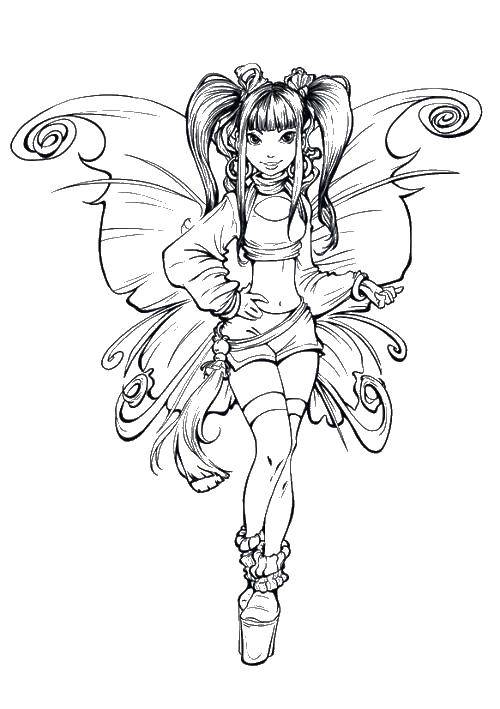 Coloring Sweet girl butterfly. Category Fantasy. Tags:  fantasy, girl, butterfly, wings.