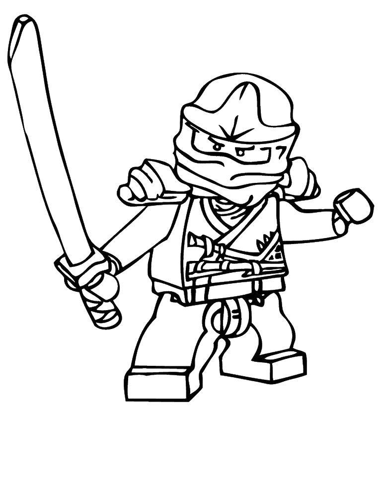 Название: Раскраска Ниндзя с мечом. Категория: ниндзя. Теги: ниндзя, воин, лего, конструктор.