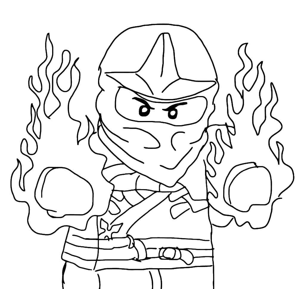 Coloring Ninjas with flaming fists. Category LEGO ninja go. Tags:  LEGO, constructor.