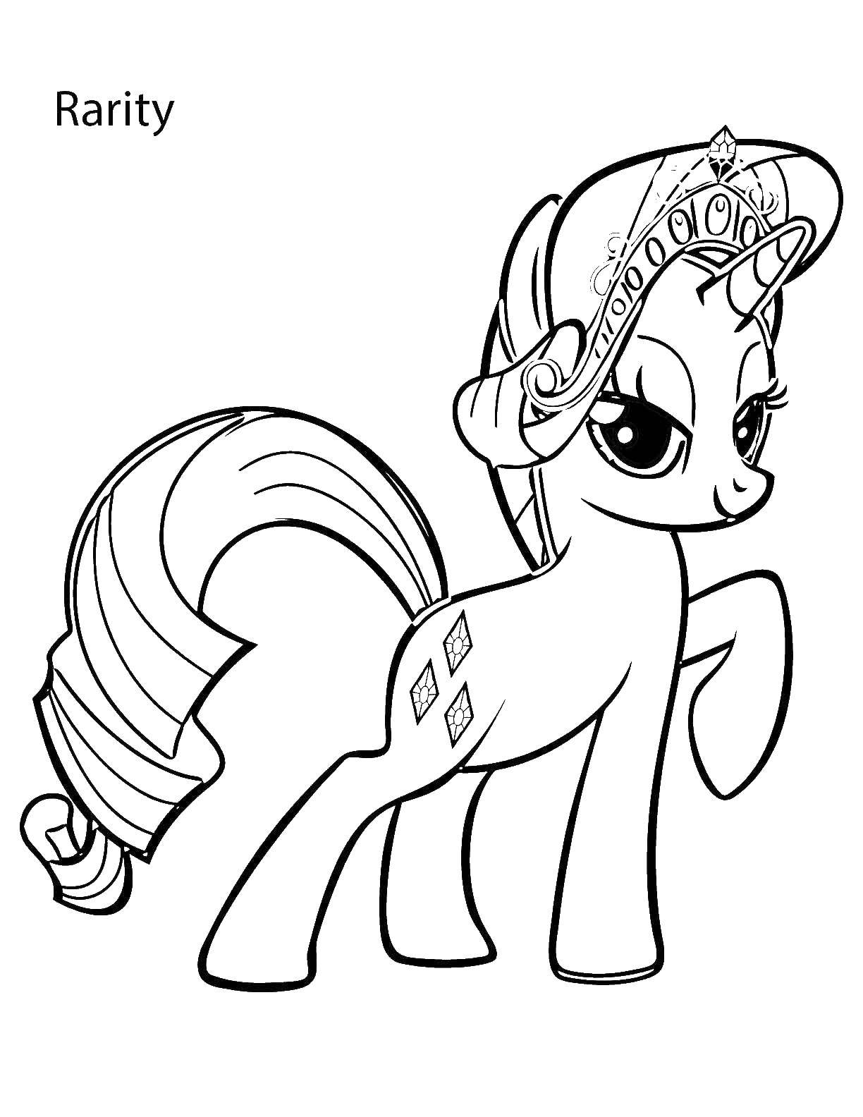 Название: Раскраска Рарити в короне. Категория: мой маленький пони. Теги: пони, Рарити.