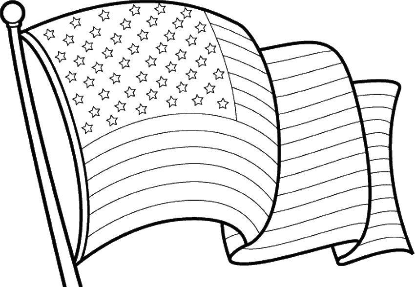 Название: Раскраска Развивающийся флаг америки. Категория: америка. Теги: флаг, Америка, звезды.