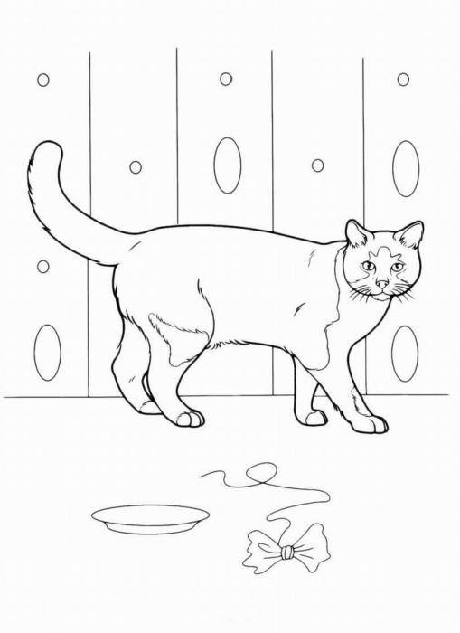 Название: Раскраска Рисунок играющей  кошки. Категория: домашние животные. Теги: кошка, кот.