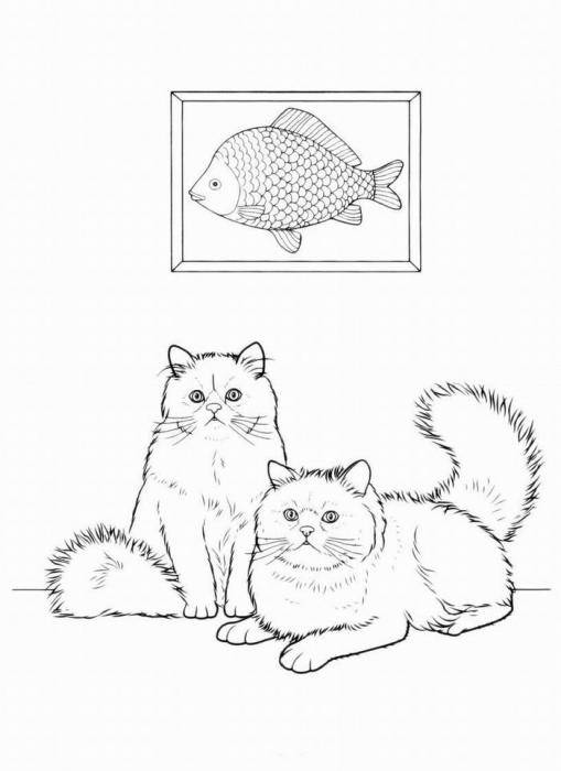 Название: Раскраска Рисунок кошек. Категория: домашние животные. Теги: кошка, кот.
