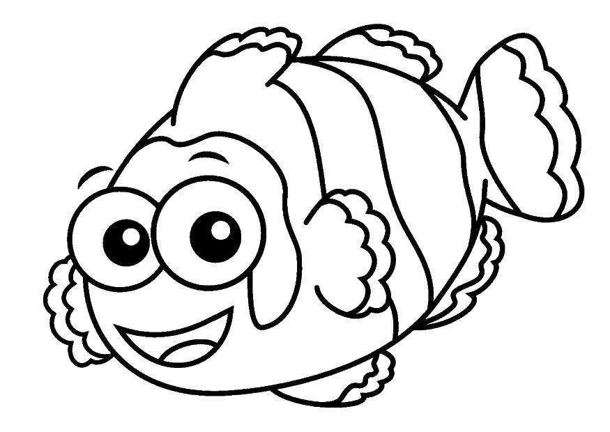 Название: Раскраска Веселая рыбка. Категория: Раскраски для малышей. Теги: Подводный мир, рыба.