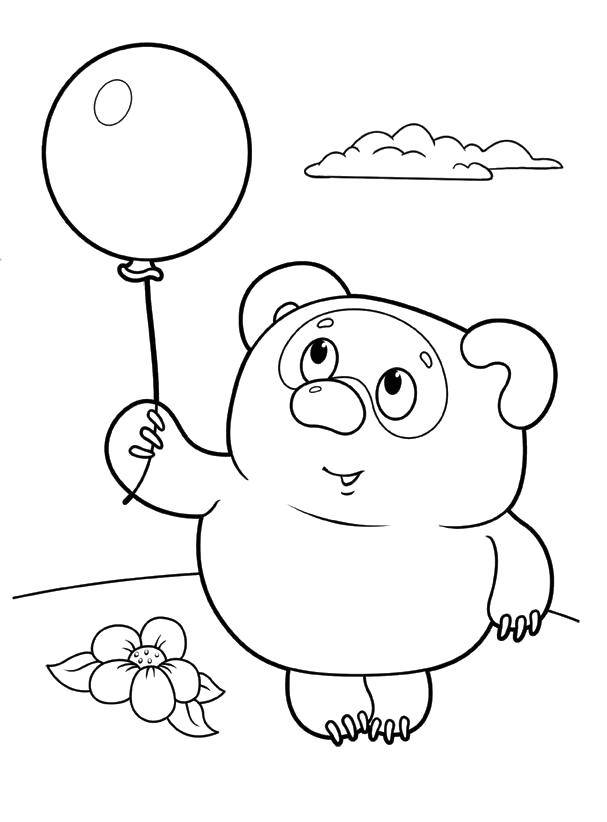 Название: Раскраска Винни пух смотрит на шарик. Категория: Персонаж из мультфильма. Теги: Персонаж из мультфильма, Винни Пух, воздушный шарик.