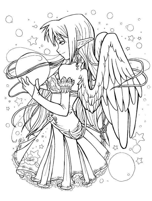 Coloring Angel. Category anime. Tags:  anime, angel coloring.