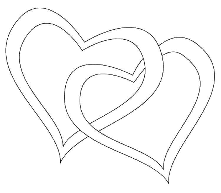 Coloring Two hearts. Category Valentines day. Tags:  Valentines day, love, heart.